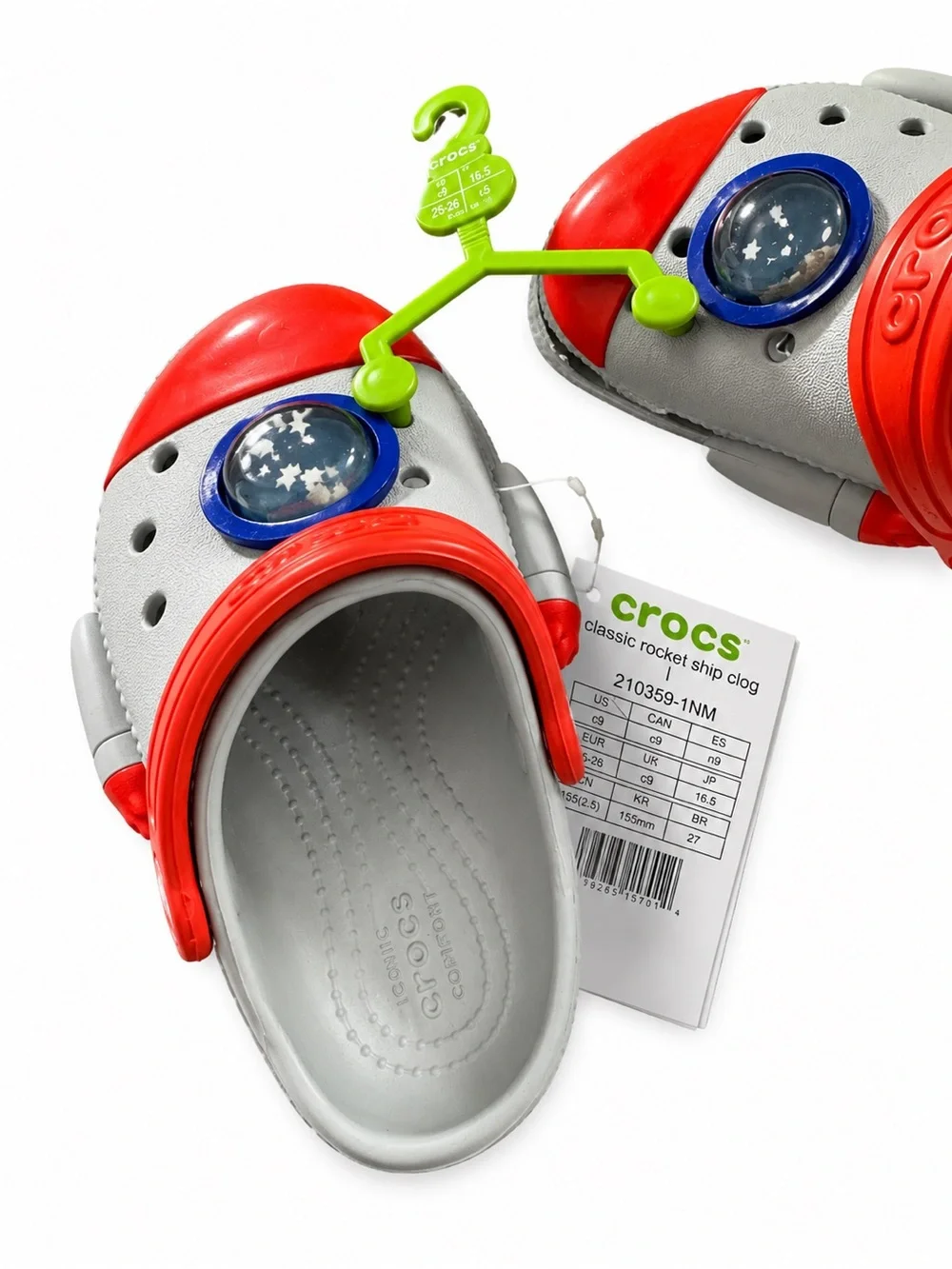 Crocs Classic Rocket Ship Clogs Kids NWT Size C9 Gray Red